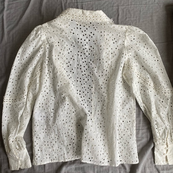 Sezane Cara Shirt | white eyelet 100% cotton | size 34 (size 2) | like new - Picture 2 of 6